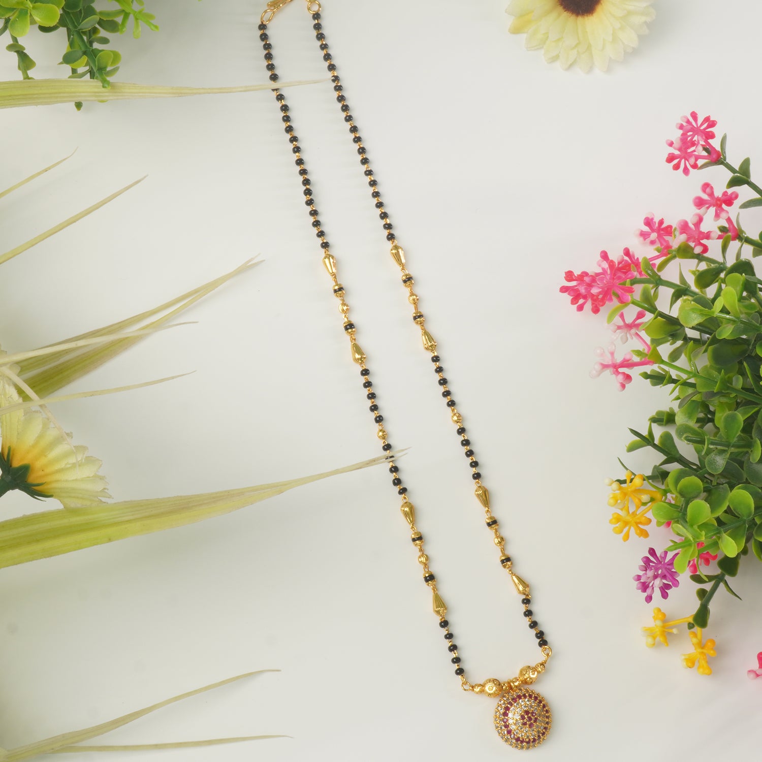 Shop Short Forming Chain Mangalsutra Designs With AD Pendants Online