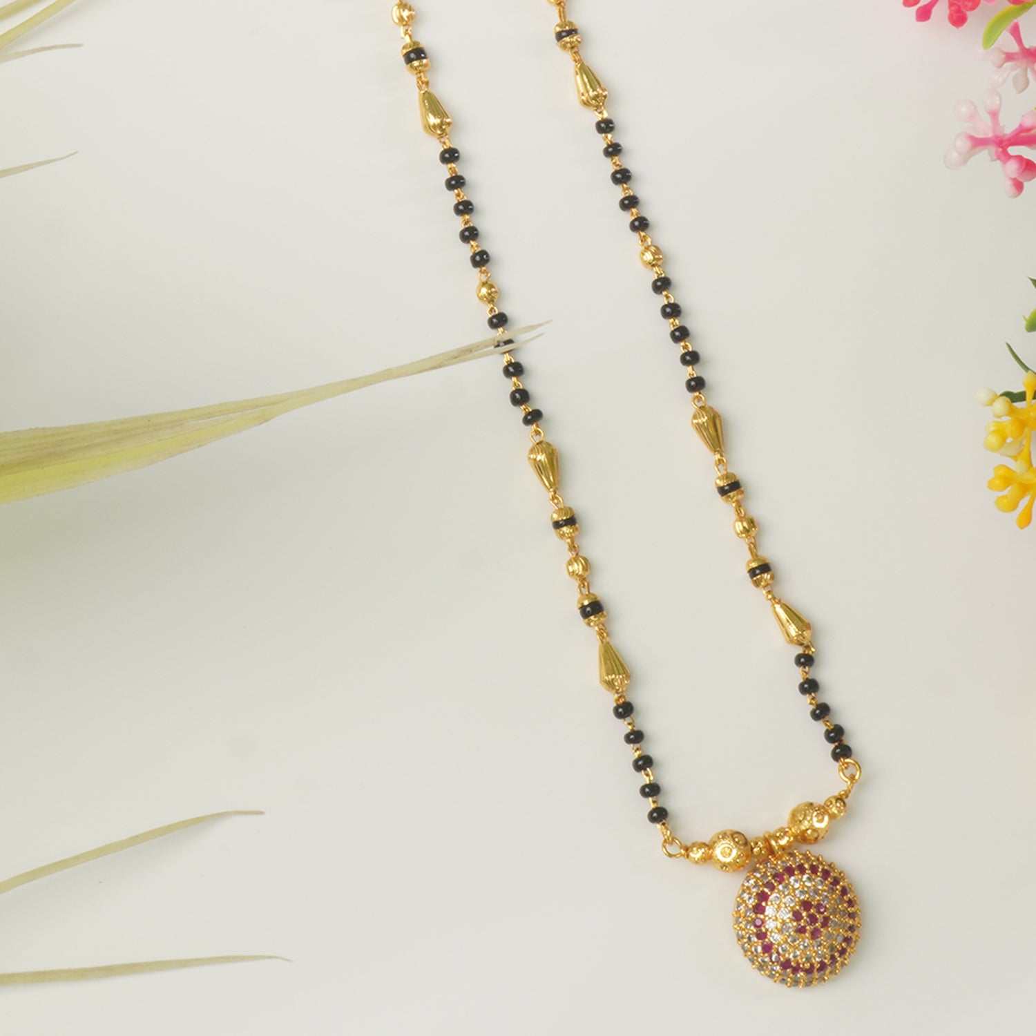 Shop Short Forming Chain Mangalsutra Designs With AD Pendants Online