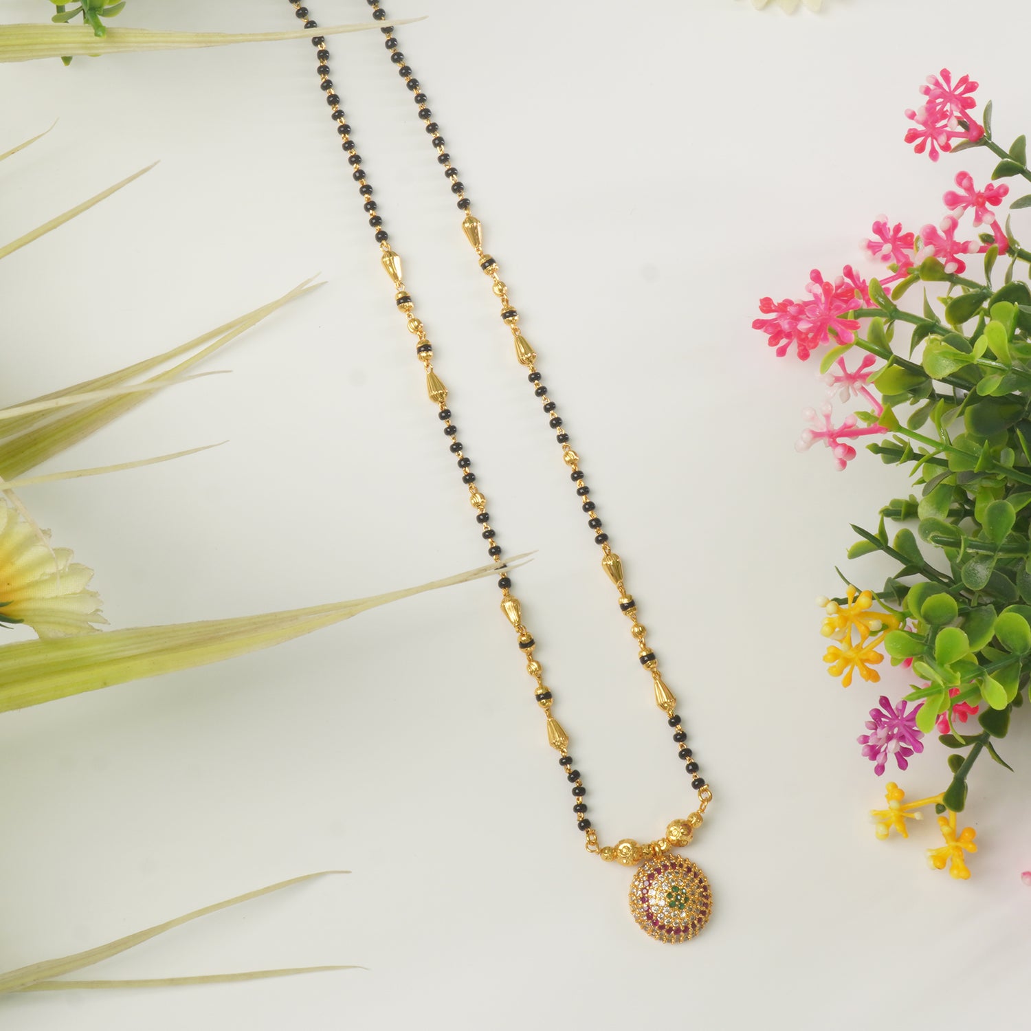 Short Forming Chain Mangalsutra Designs With AD Pendants Online