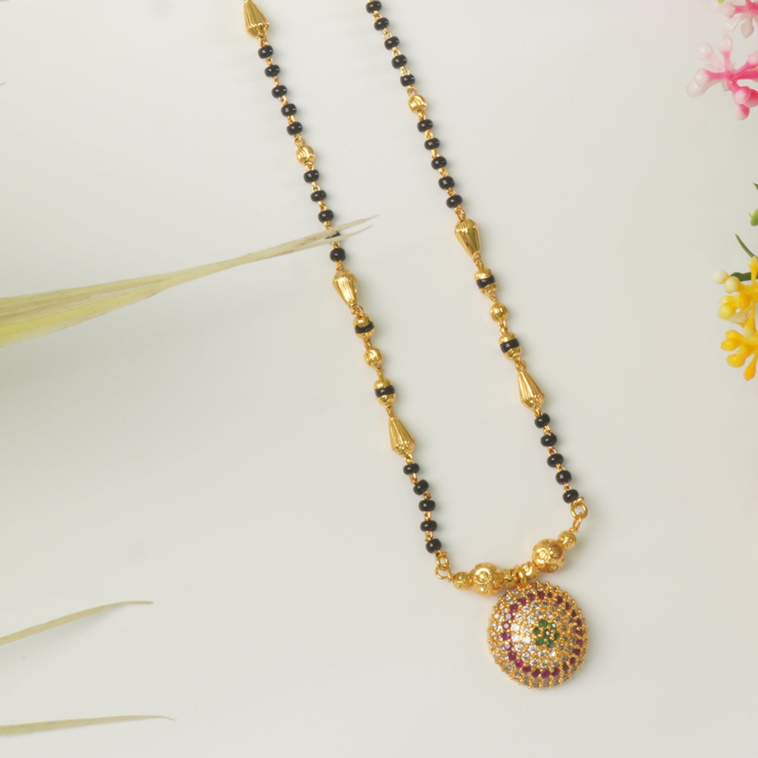 Short Forming Chain Mangalsutra Designs With AD Pendants Online