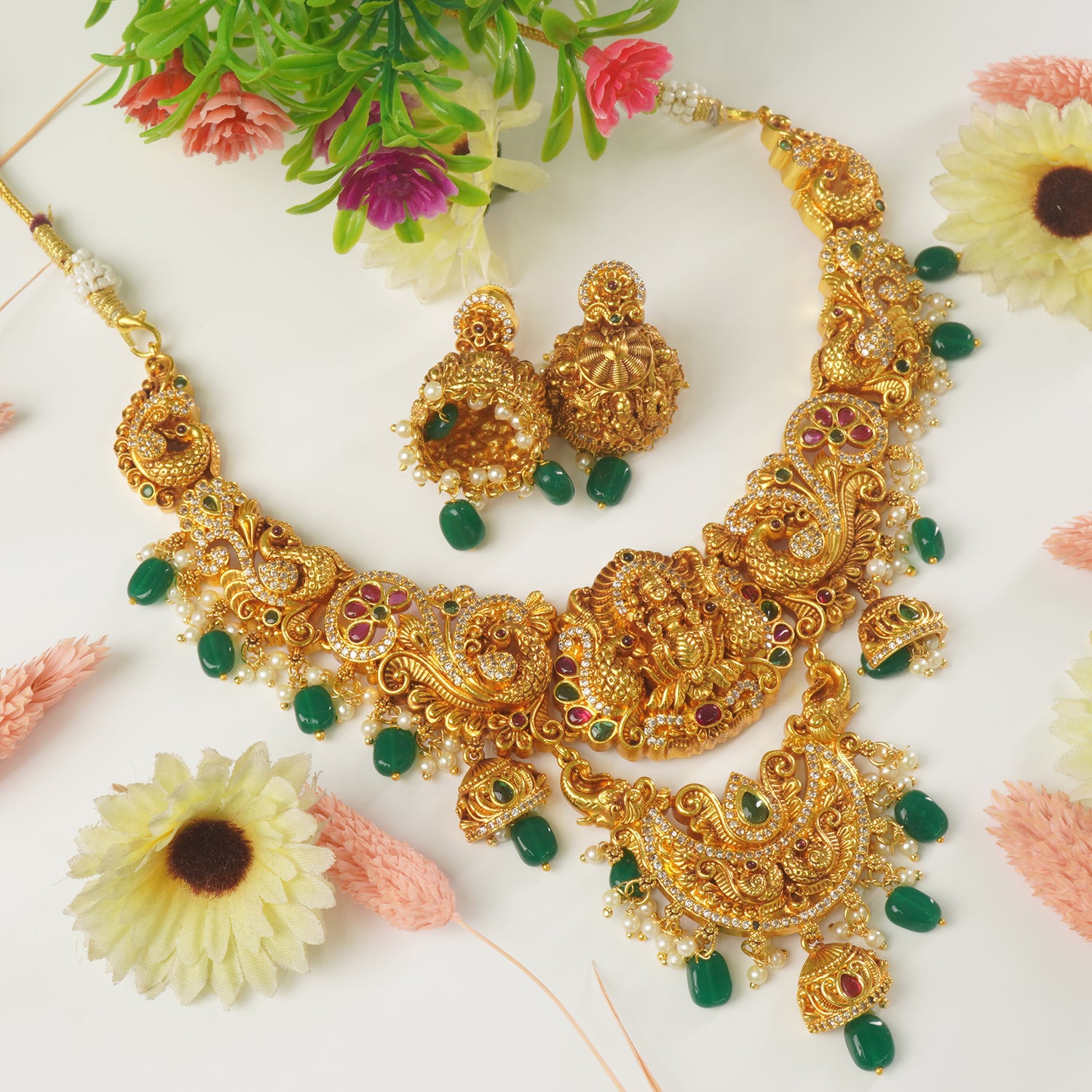 Gold Plated South Indian Temple Nakshi Jewellery Necklace Design