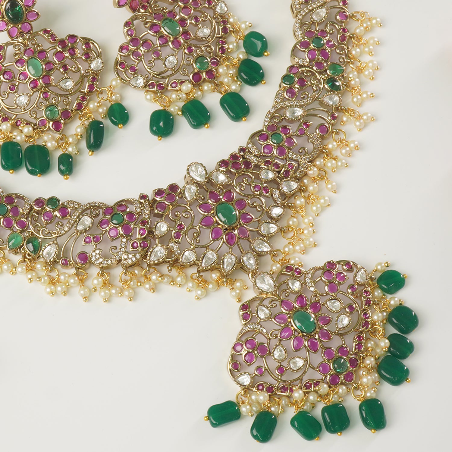 Shop Online Premium Gold Plated South Indian Kemp-Set Jewellery Designs