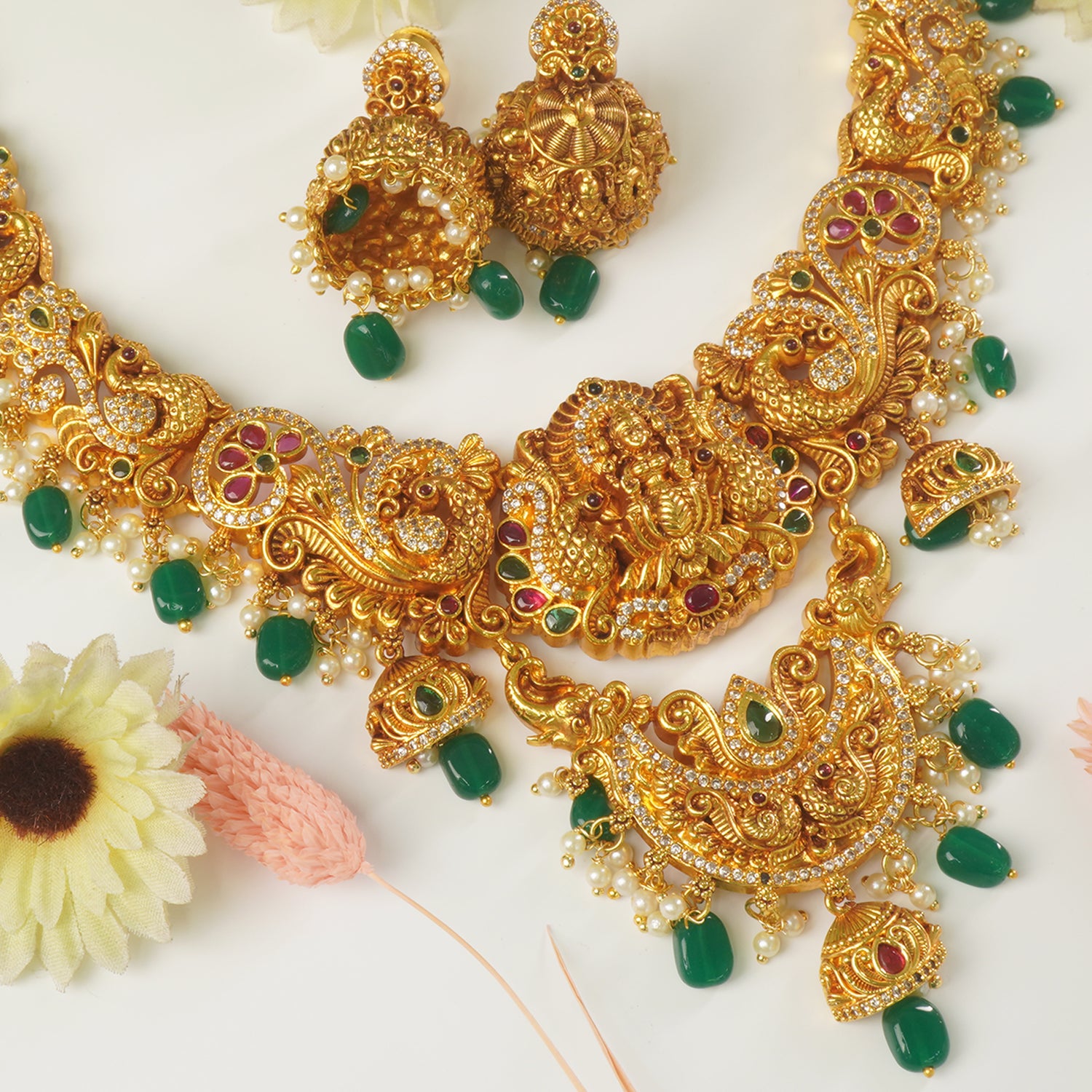 Gold Plated South Indian Temple Nakshi Jewellery Necklace Design