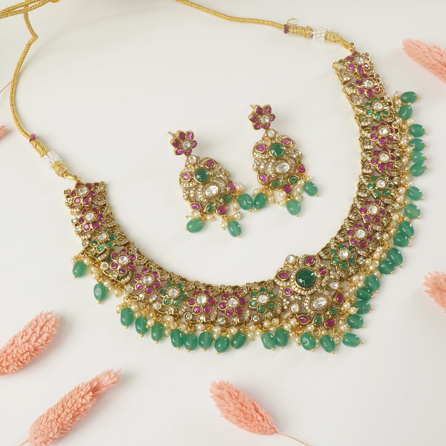 Shop Online Gold Plated South Indian Kemp-Set Jewellery Designs