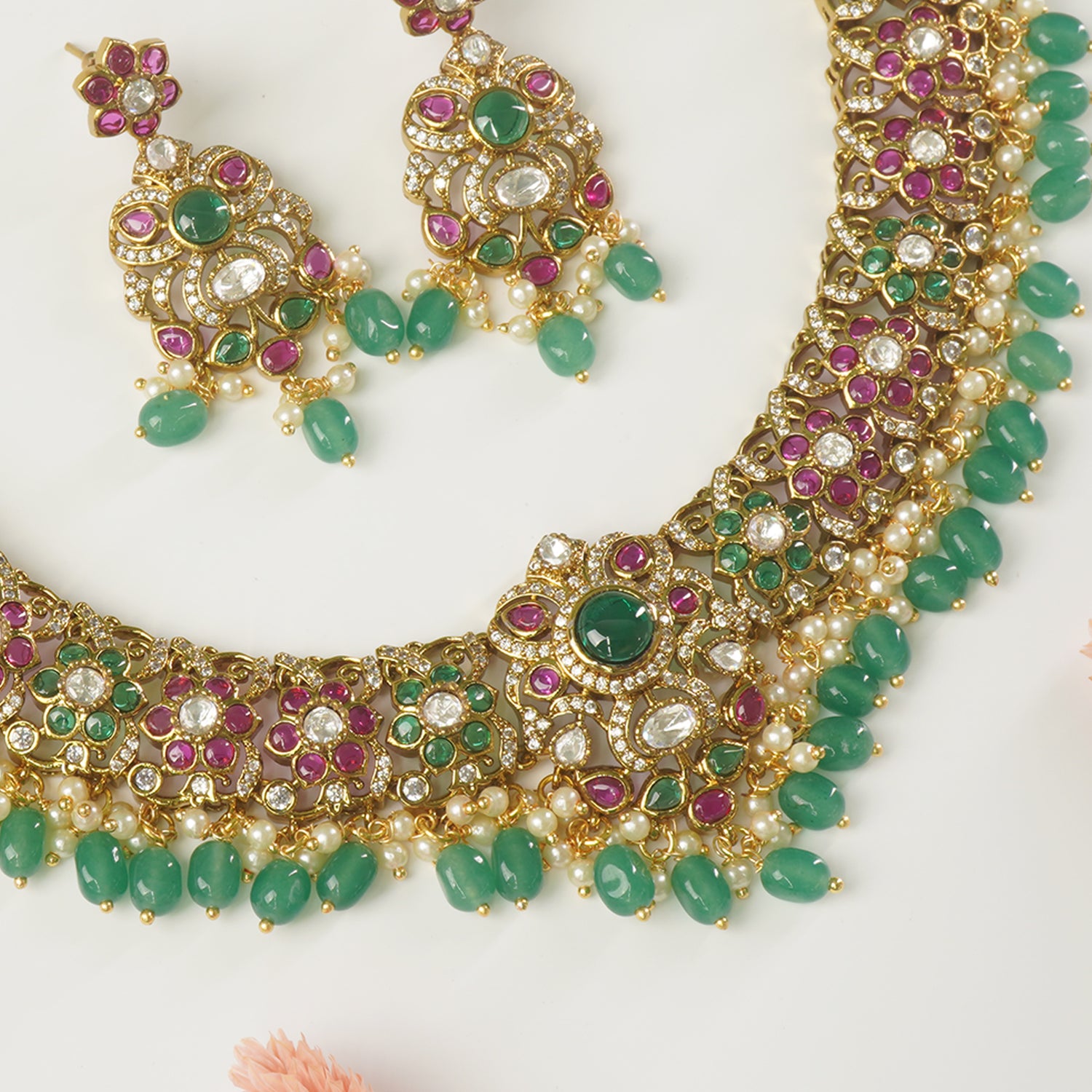 Shop Online Gold Plated South Indian Kemp-Set Jewellery Designs