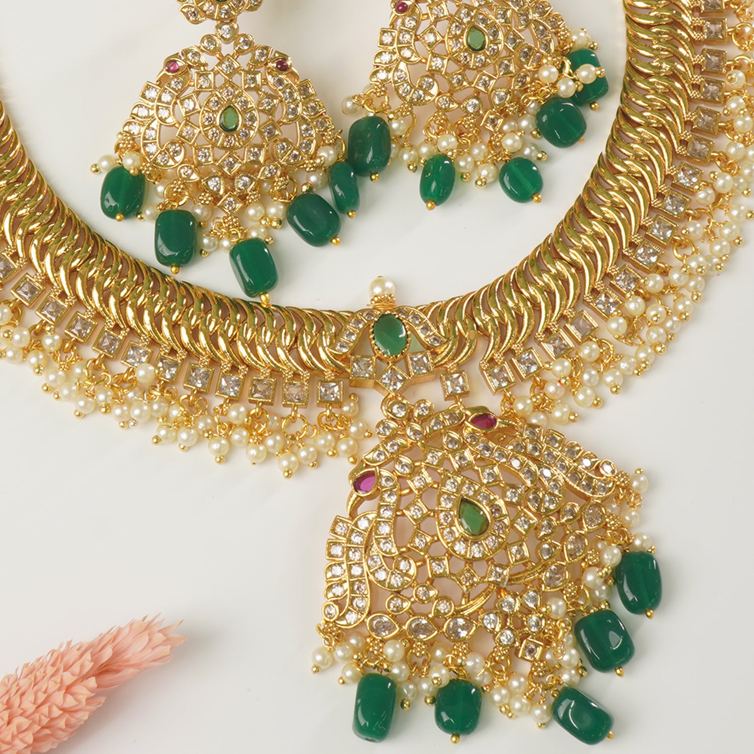 Gold Plated South Indian Temple Jalebi Jewellery Necklace Design