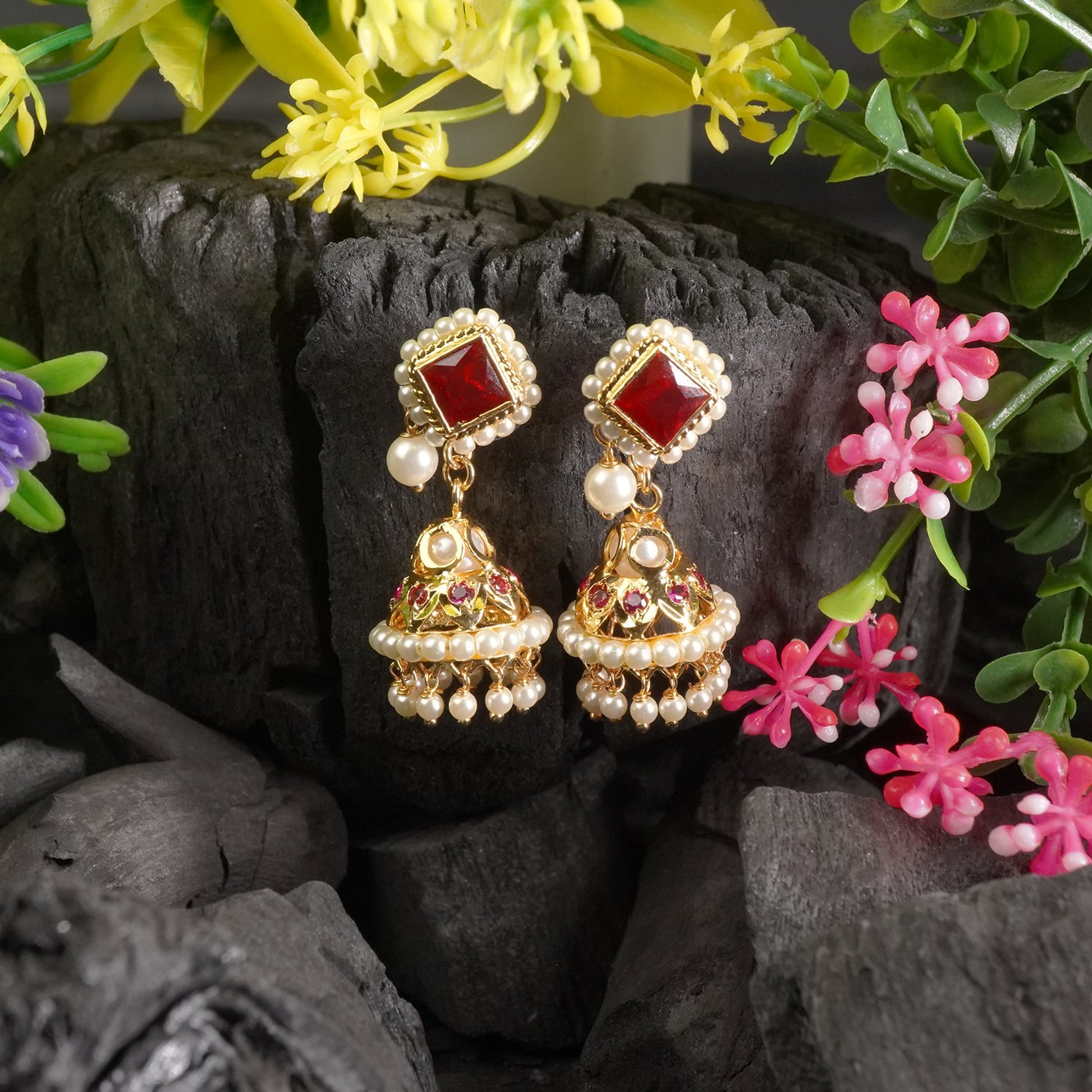 Gold plated Chokda Jhumkas