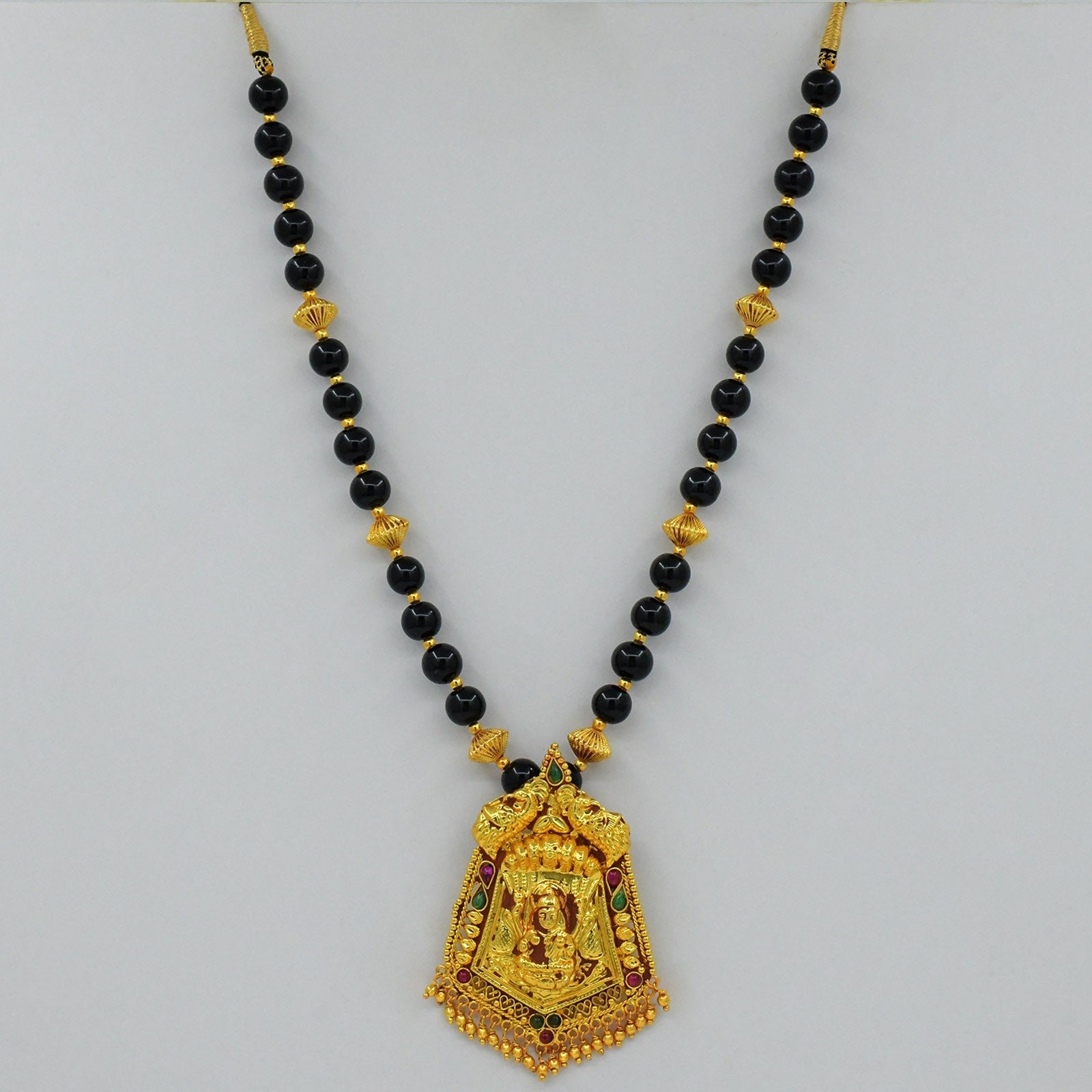 Temple jewellery black nag laxmi pendal geru finish