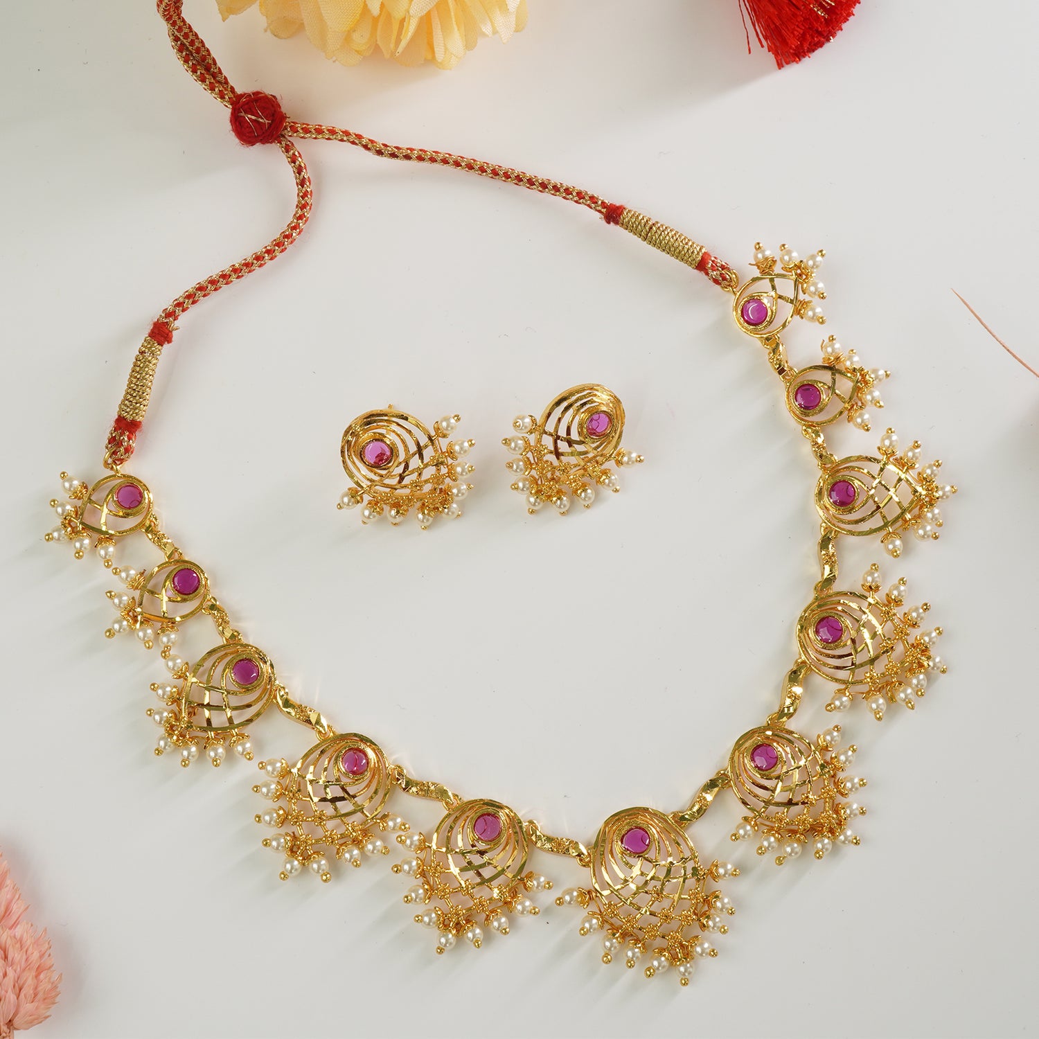 Premium Moti Shimpli Necklace Design With Earrings